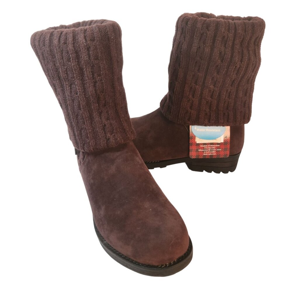 Muk-Luks Faux Suede Mid-Calf Boot with Cable Knit Cuffs Women's Size 9 NEW w/TAG
